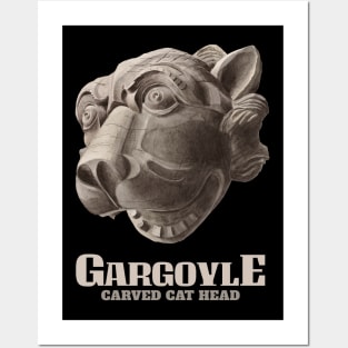 Gargoyle Carved Cat Head Posters and Art